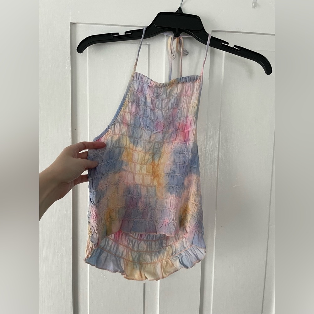 American Eagle Multicolored Ruched Crop Top, size S. BRAND NEW WITH TAGS.